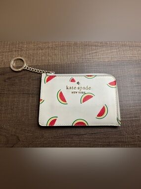 Kate Spade Watermelon L Zip Wallet Card holder Key Chain Pre-Owned Condition